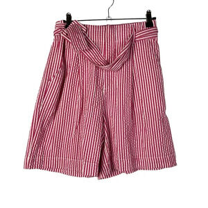 A New Day Hot Pink Seersucker Stripe High Rise Belted Bermuda Shorts XS